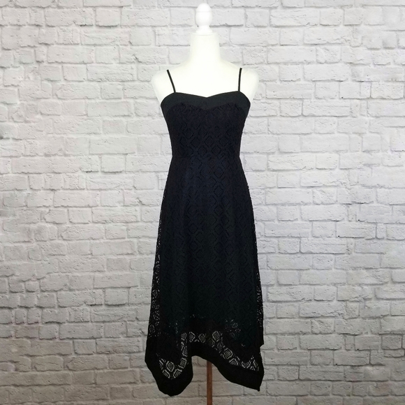 Nanette Lepore Dresses & Skirts - Nanette Lepore black lace handkerchief hem dress